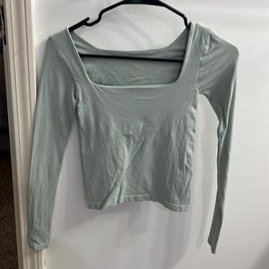 Light Green Square Neck Long Sleeve